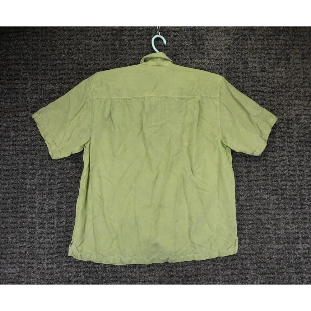 Tommy Bahama Shirt Mens XL Green Silk Jacquard Floral Print Aloha Beach Hawaiian - Picture 8 of 8